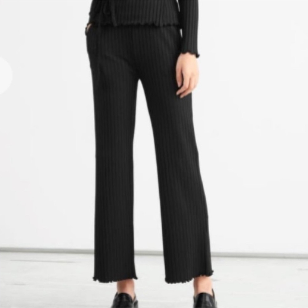 & Other Stories Flared Rib Trousers Black Size XS